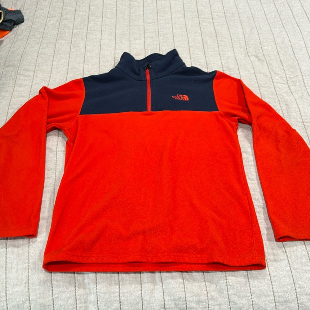 Navy and Orange Quarter Zip North Face Youth XL